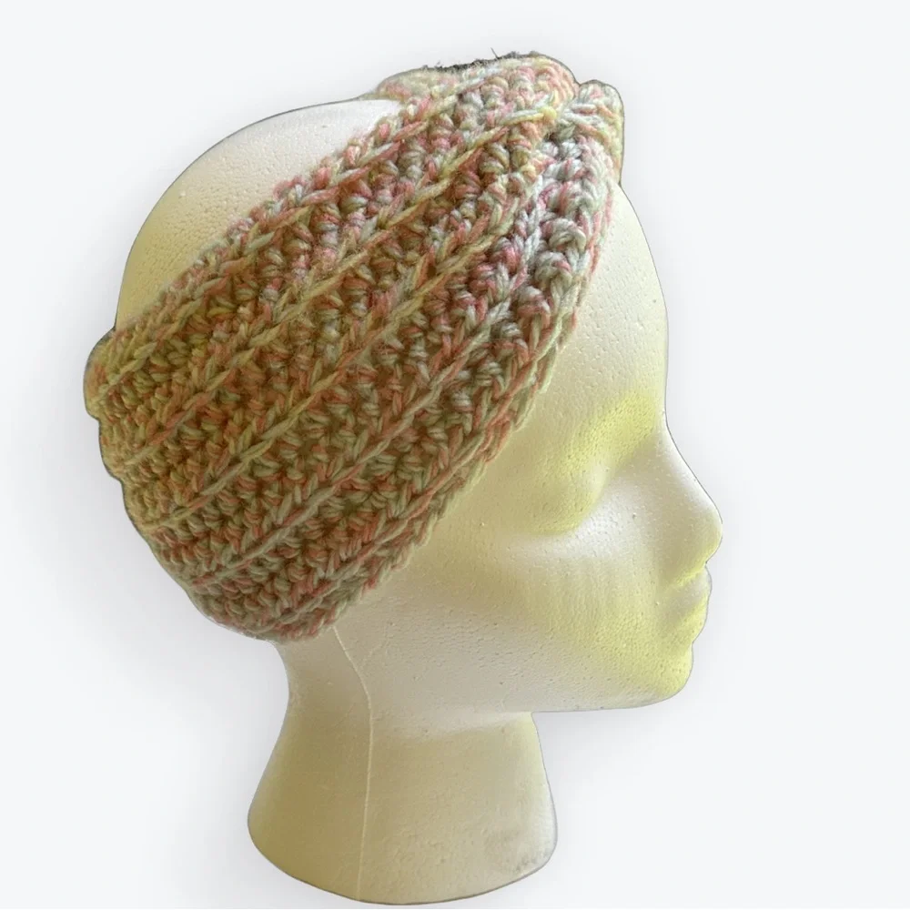 Artisan Hand-Knit Variegated Pastels Soft Decorative Twist Headband ~ Toddler